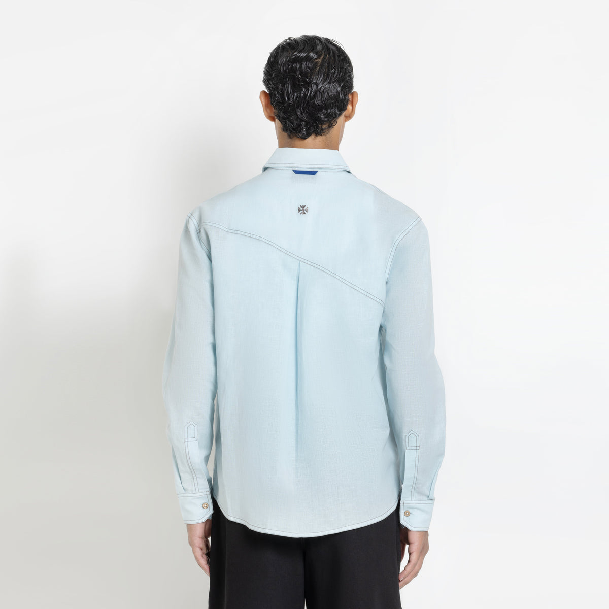Kara - Saddle-stitch Shirt - Powder Blue For Men