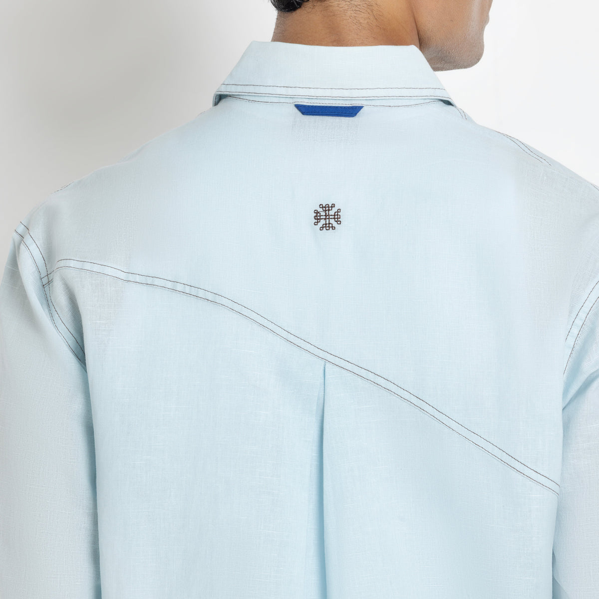 Kara - Saddle-stitch Shirt - Powder Blue For Men