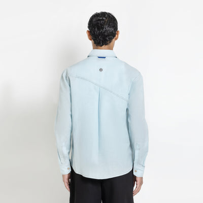 Kara - Saddle-stitch Shirt - Powder Blue For Men