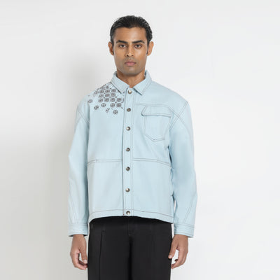 Kara - Utility Shacket - Powder Blue (Unisex)