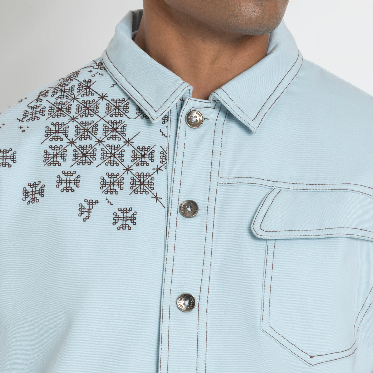 Kara - Utility Shacket - Powder Blue (Unisex)