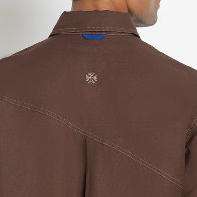 Kara - Saddle-stitch Shirt - Dark Brown For Men