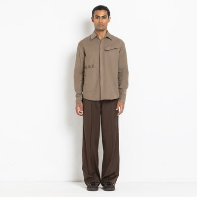 Kara - Saddle-stitch Shirt - Light Brown For Men
