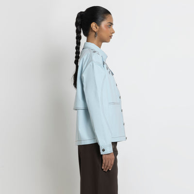 Kara - Utility Shacket - Powder Blue (Unisex)