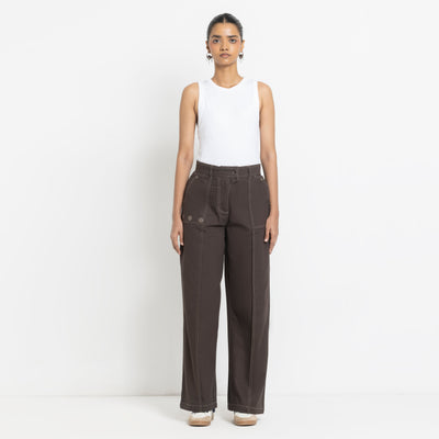 Kara - Pintuck Pant - Dark Brown For Women