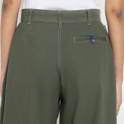 Kara - Pintuck Pant - Olive Green For Women