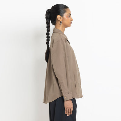 Kara - Cross-collar Shirt - Brown For Women