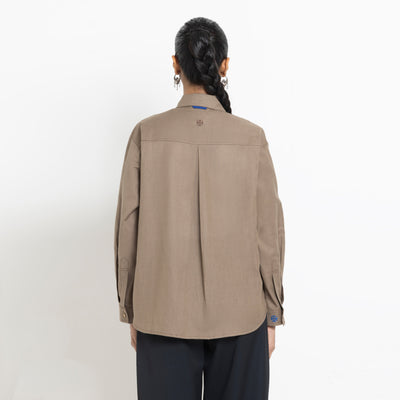 Kara - Cross-collar Shirt - Brown For Women