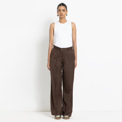 Kara - Pleat Trouser - Dark Brown For Women