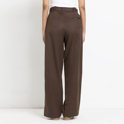 Kara - Pleat Trouser - Dark Brown For Women